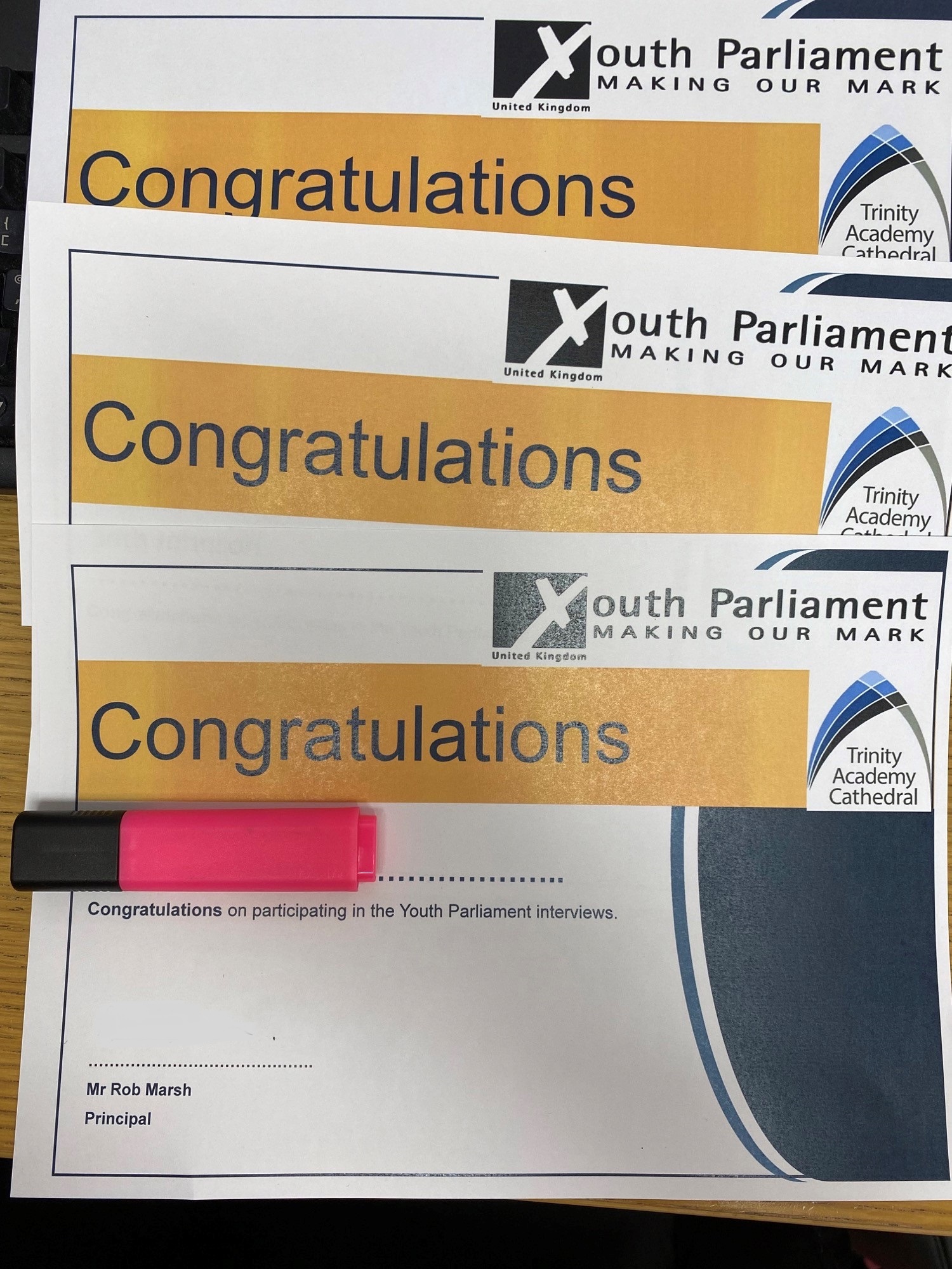 Congratulations to our Youth Parliament candidates!